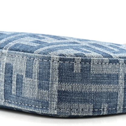 Fendi Denim Vitello King F is Fendi FF Embroidered Baguette Pouch Denim Sand 9 of 11