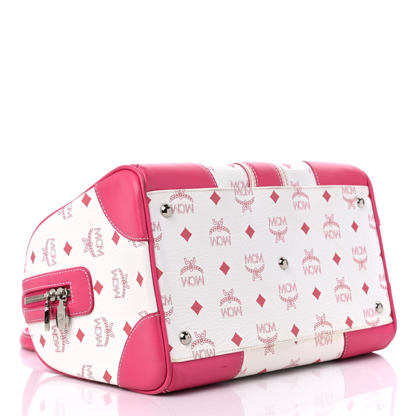 Visetos Medium Boston Bag Pink White
