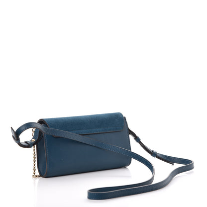Chloe Suede Calfskin Mini Faye Shoulder Bag Majolica Blue 3 of 7