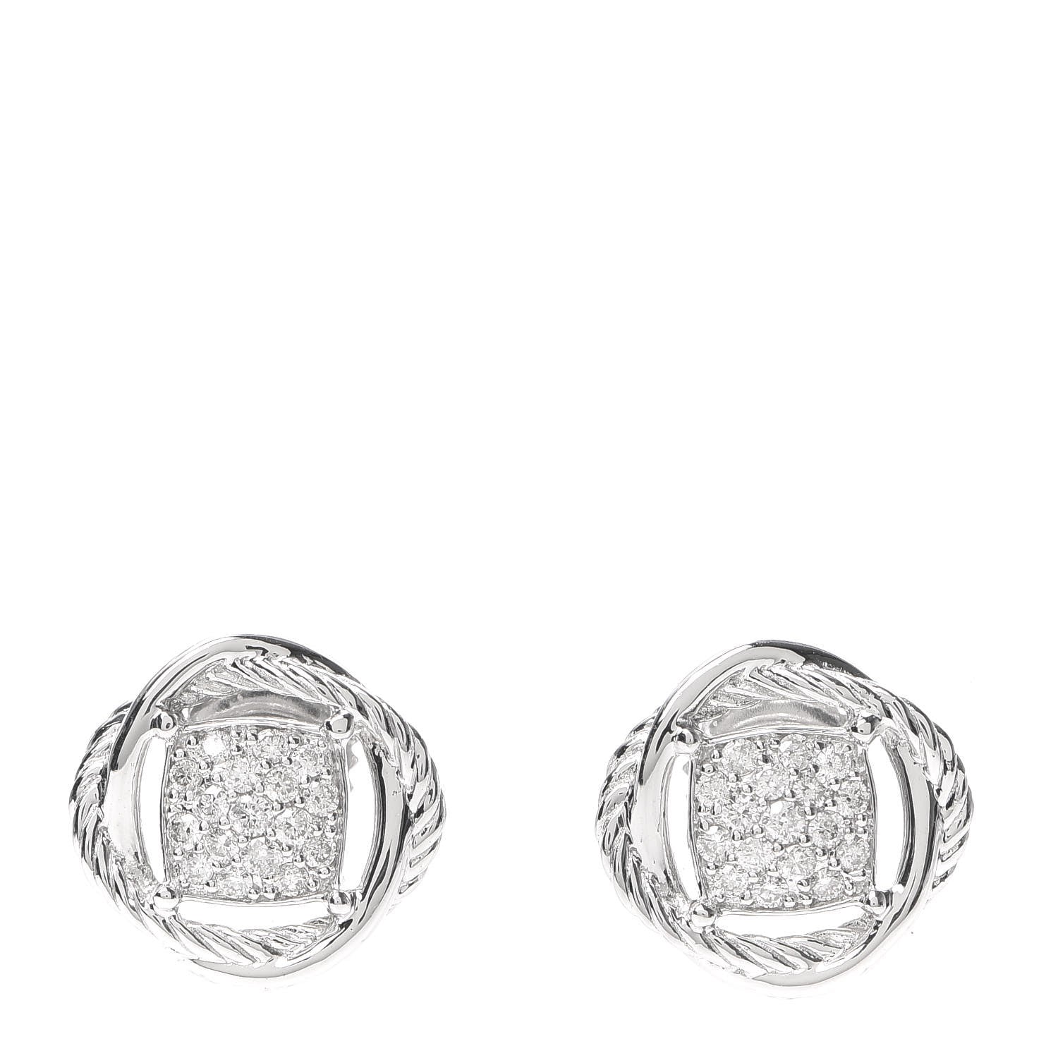 David Yurman Sterling Silver Diamond 13mm Infinity Earrings 1 of 4