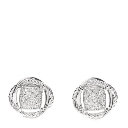David Yurman Sterling Silver Diamond 13mm Infinity Earrings 1 of 4