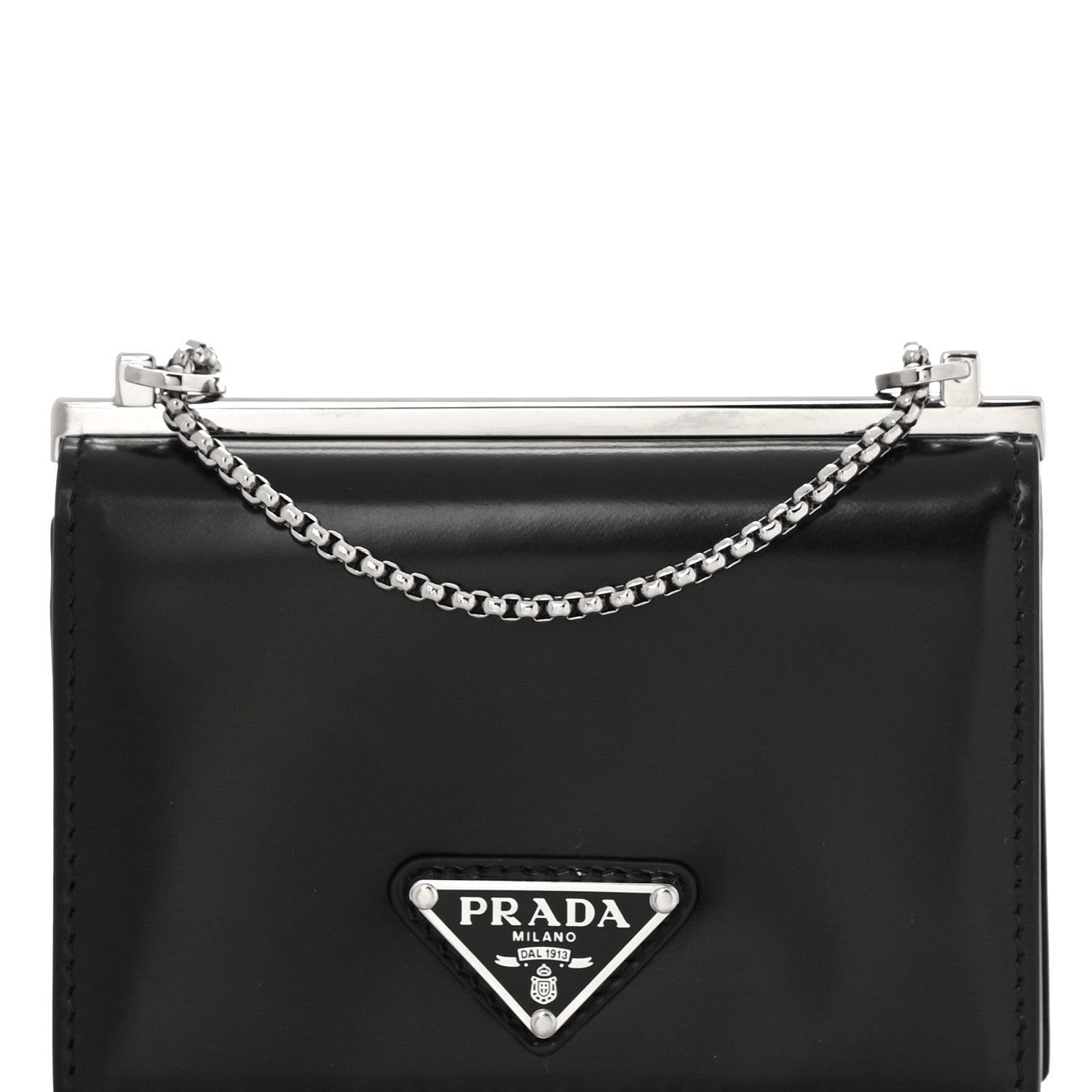 Prada Spazzolato Chain Card Holder Wallet Black 6 of 10