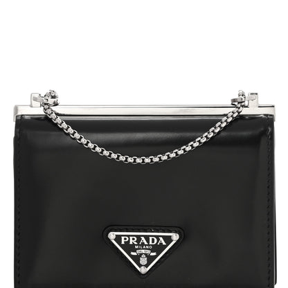 Prada Spazzolato Chain Card Holder Wallet Black 6 of 10