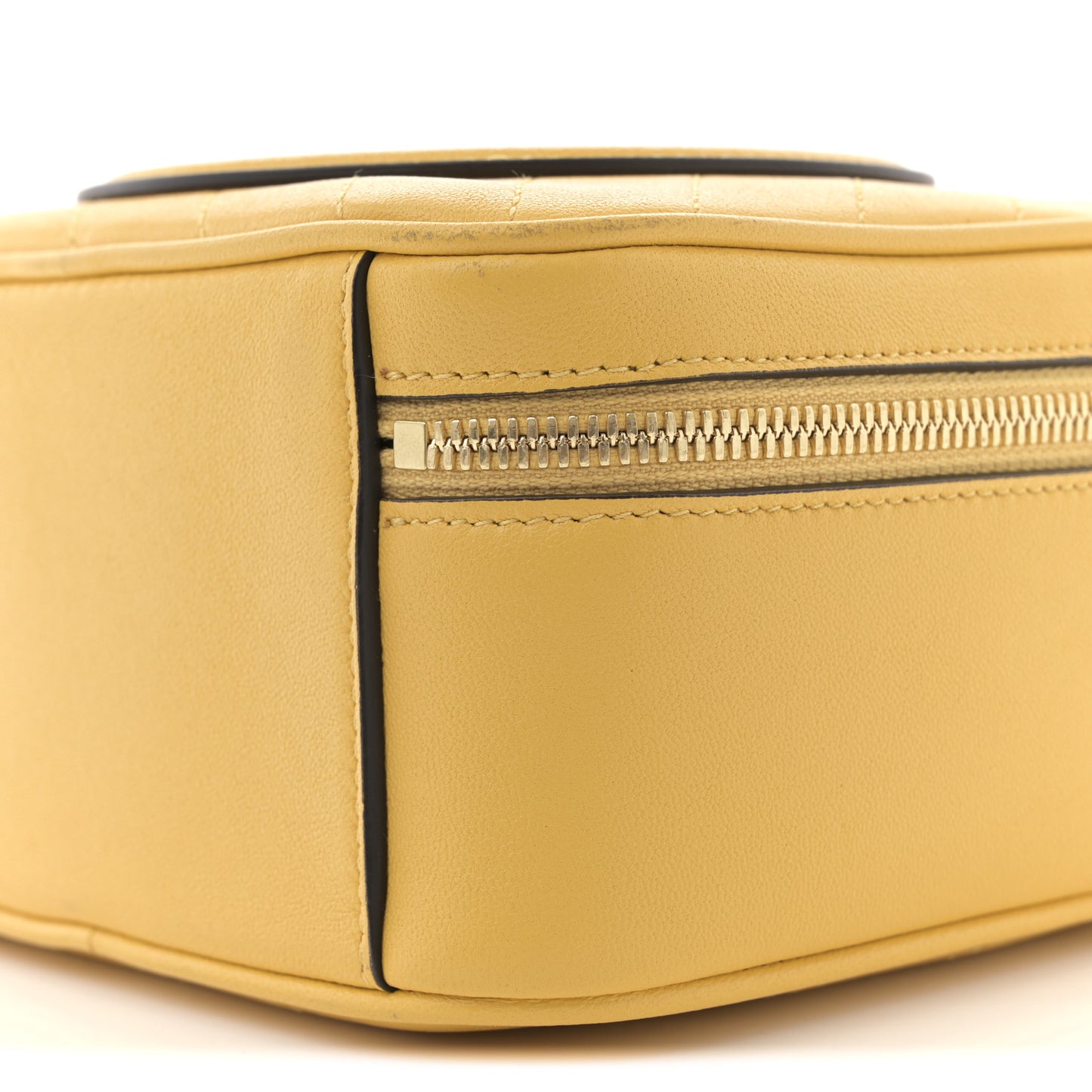 Sakai Be Green Calfskin Diagonal Stitched Blondie Top Handle Bag Buttercup