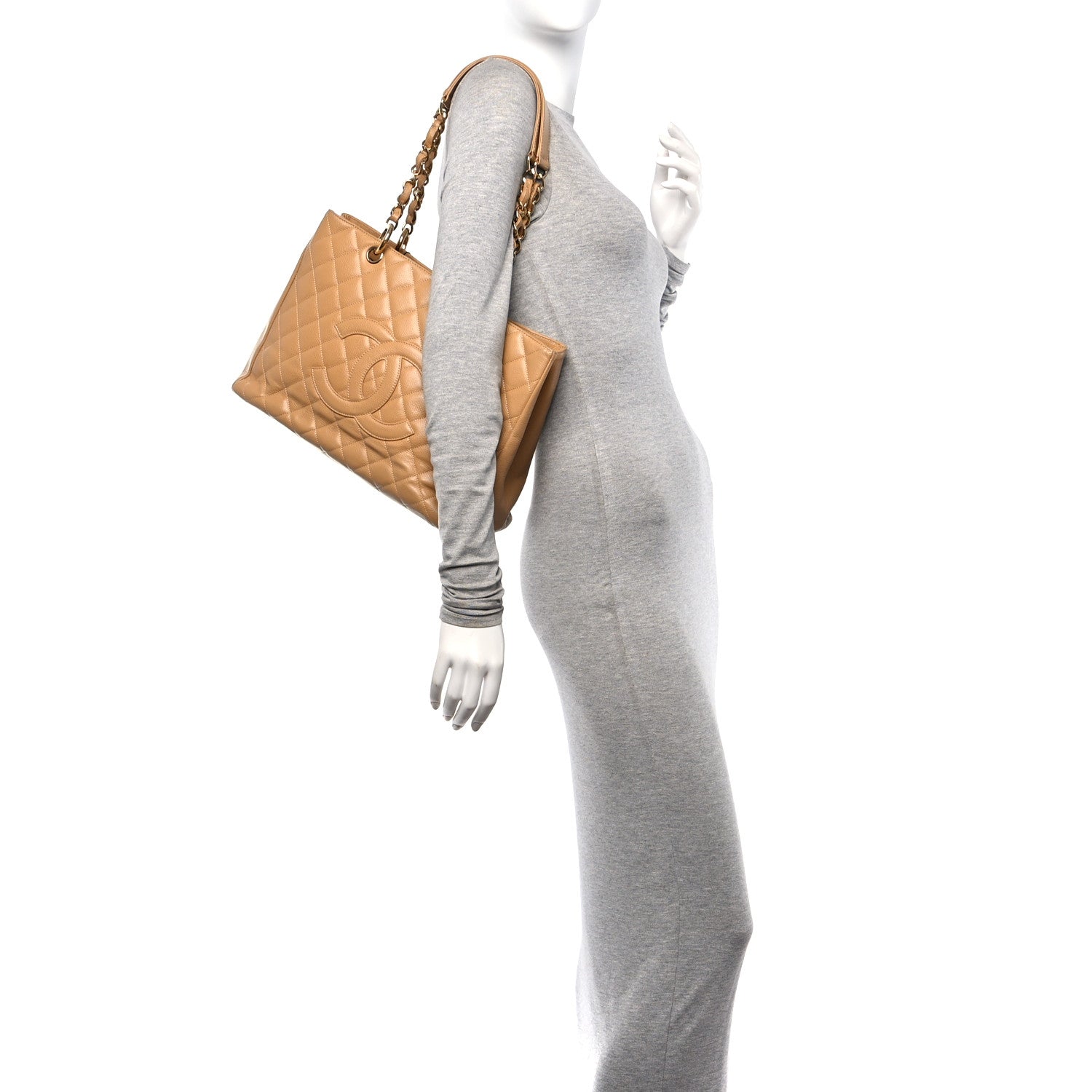 Chanel Caviar Quilted Grand Shopping Tote GST Dark Beige 2 of 14