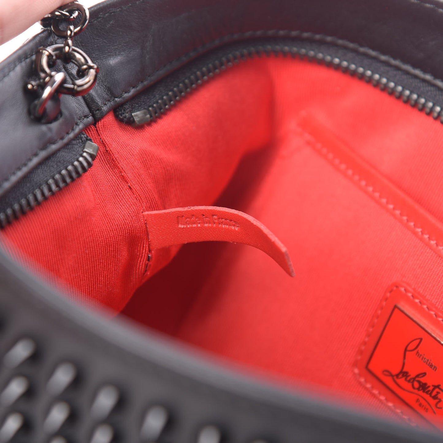 Calfskin Studded Loubiposh Clutch Black