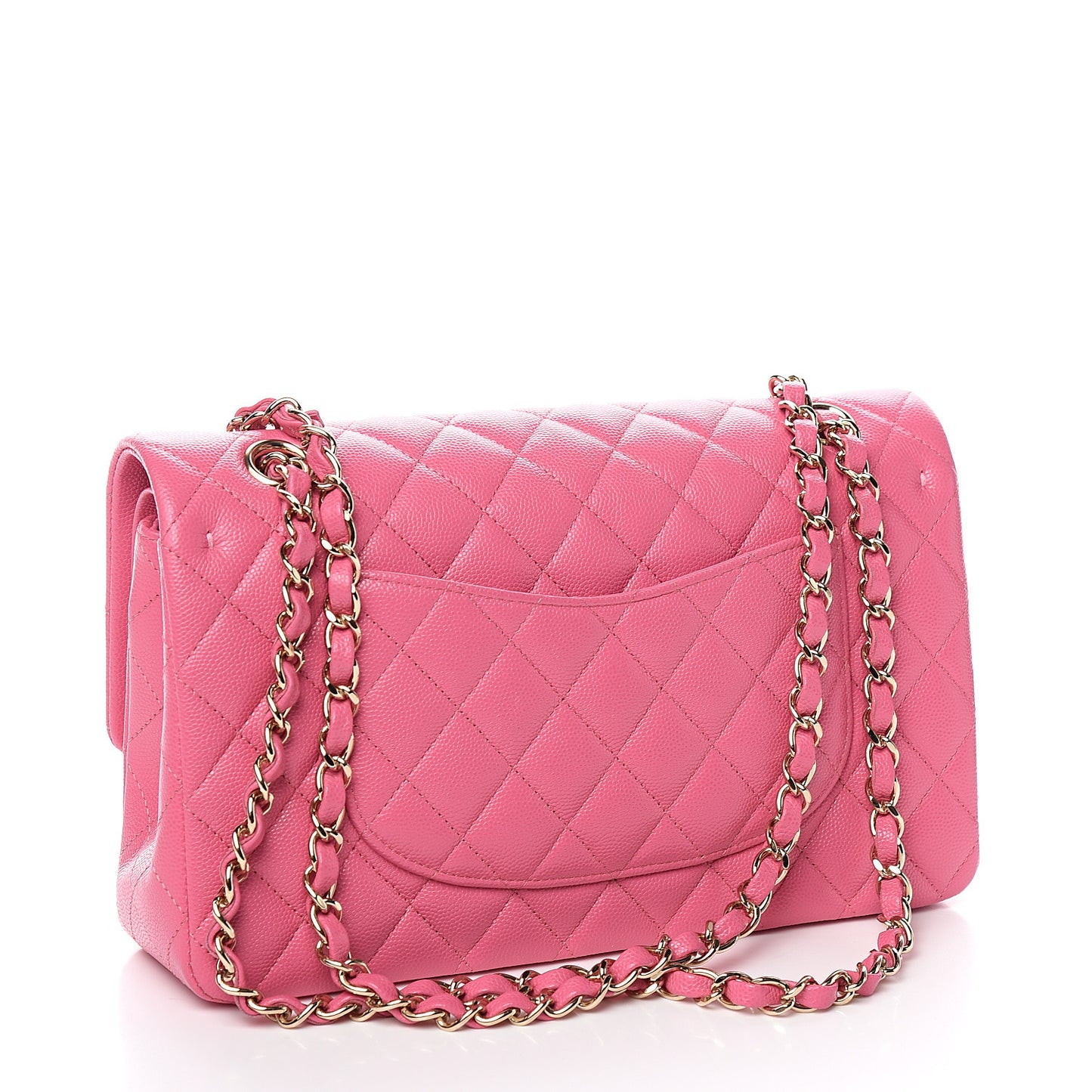 Caviar Quilted Medium Double Flap Pink