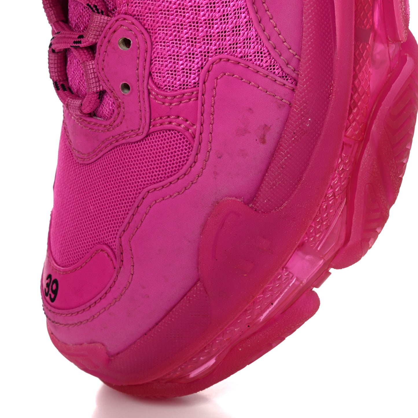Fabric Mesh Clear Sole Fluo Womens Triple S Sneakers 39 Pink