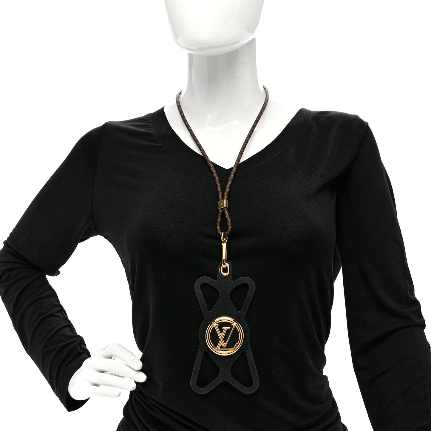 Monogram Silicone Louise Phone Holder Black