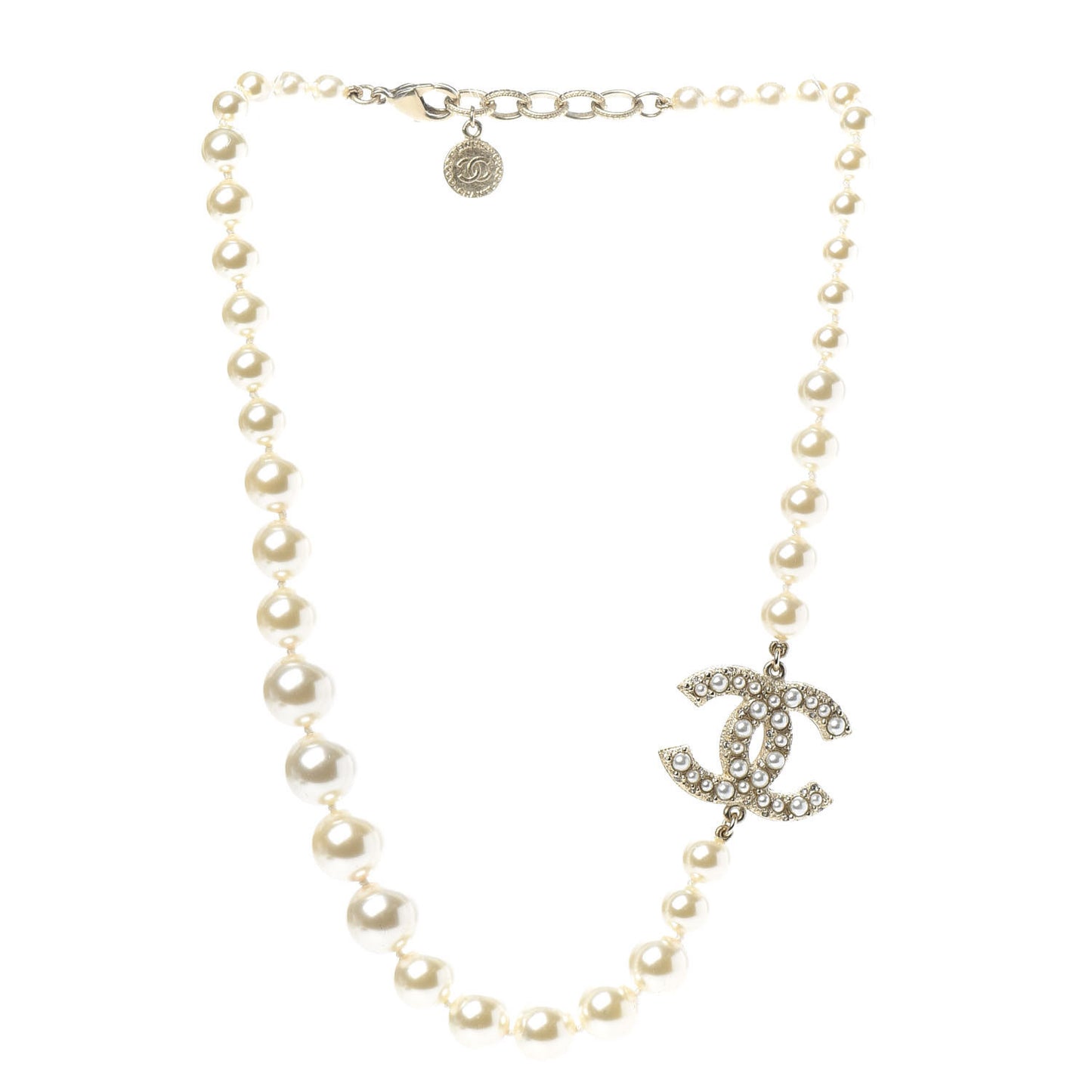 Graduated Pearl CC Short Necklace Gold