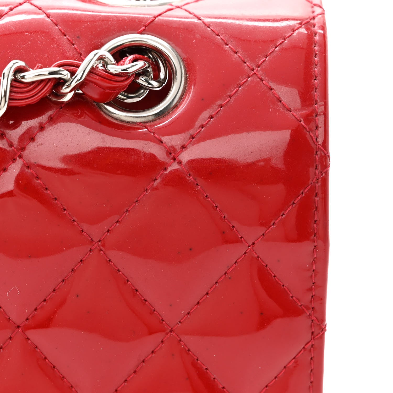 Chanel Patent Calfskin Quilted Medium Double Flap Red 17 of 20