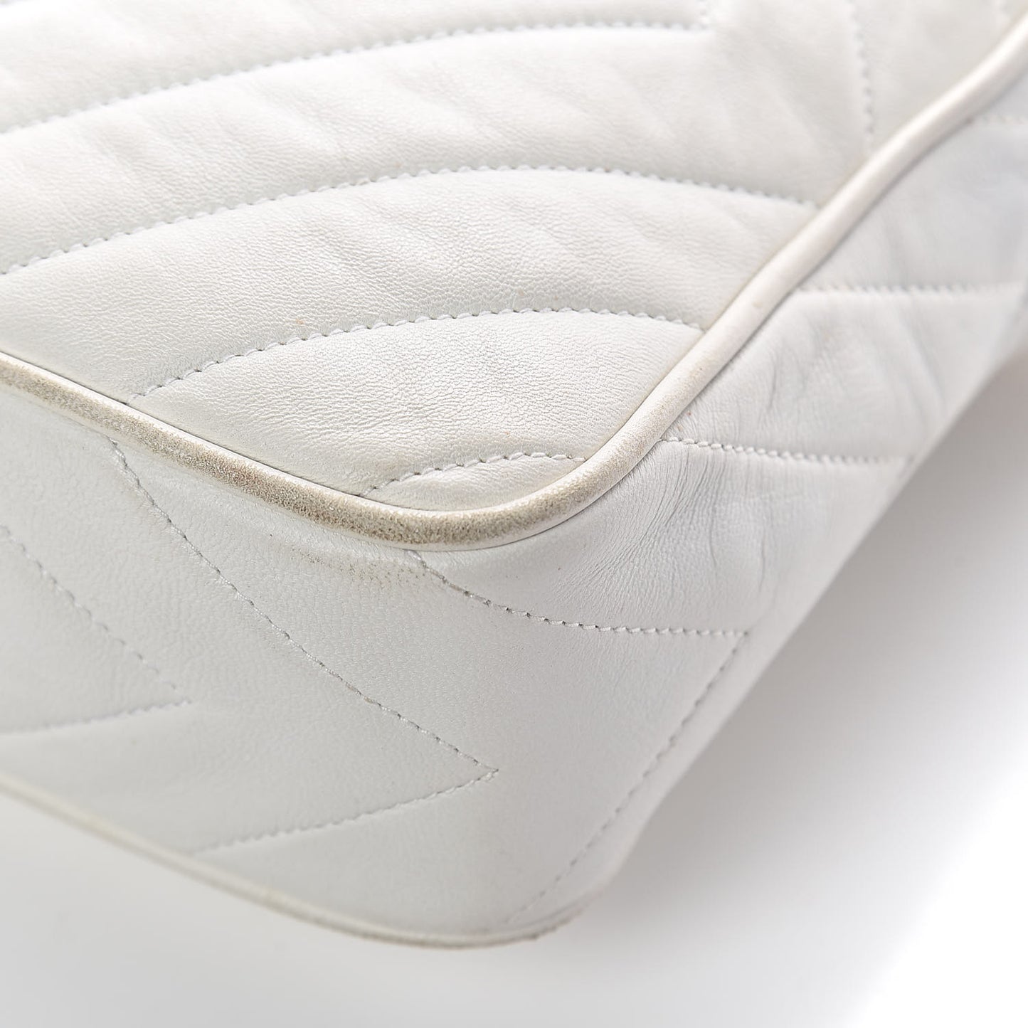 Lambskin Chevron Tassel Camera Case White