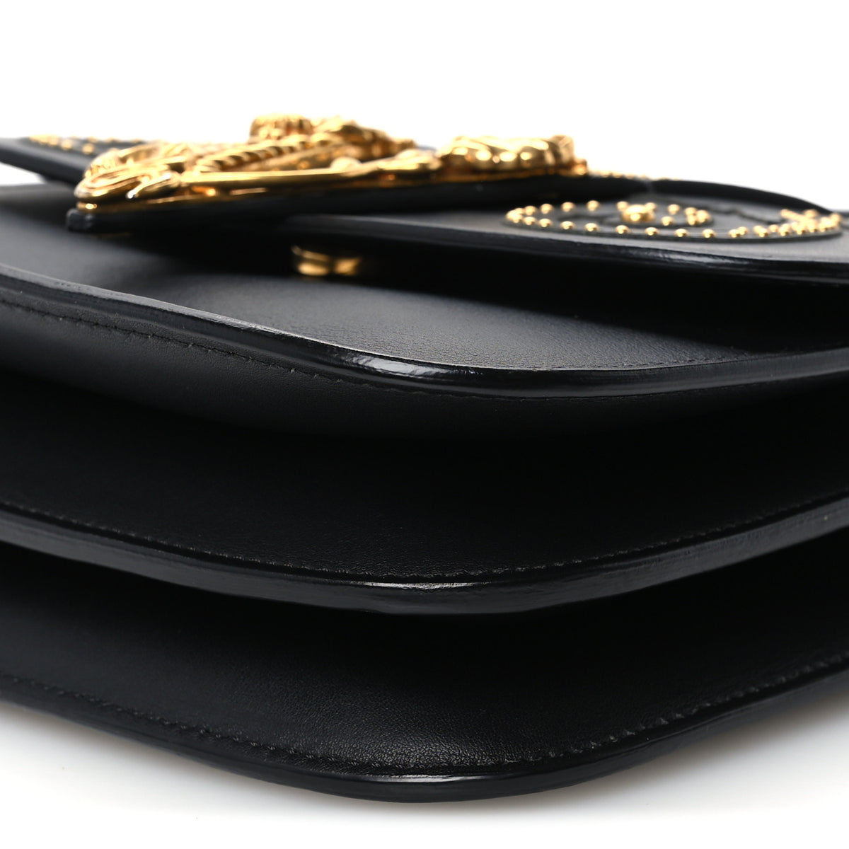 Vitello Western Studded Virtus Mini Top Handle Shoulder Bag Black