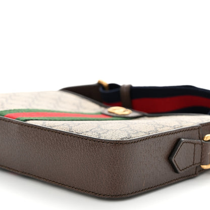 Gucci GG Supreme Monogram Textured Dollar Calfskin Web Ophidia Wristlet Shoulder Bag Beige Ebony New Acero 7 of 8