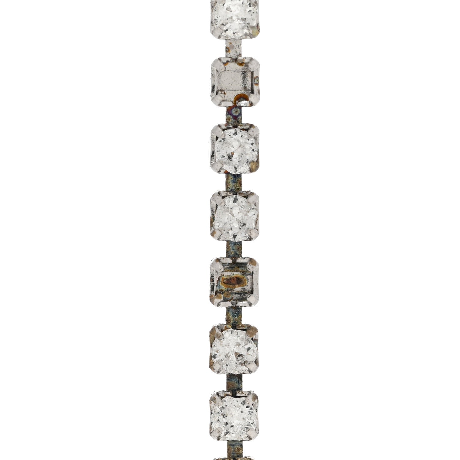 Chanel Metal Baguette Round Crystal CC Drop Long Earrings Silver 5 of 6
