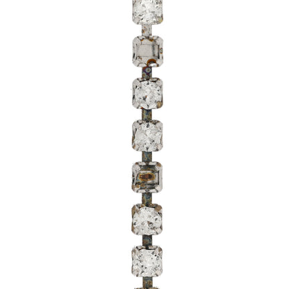 Chanel Metal Baguette Round Crystal CC Drop Long Earrings Silver 5 of 6