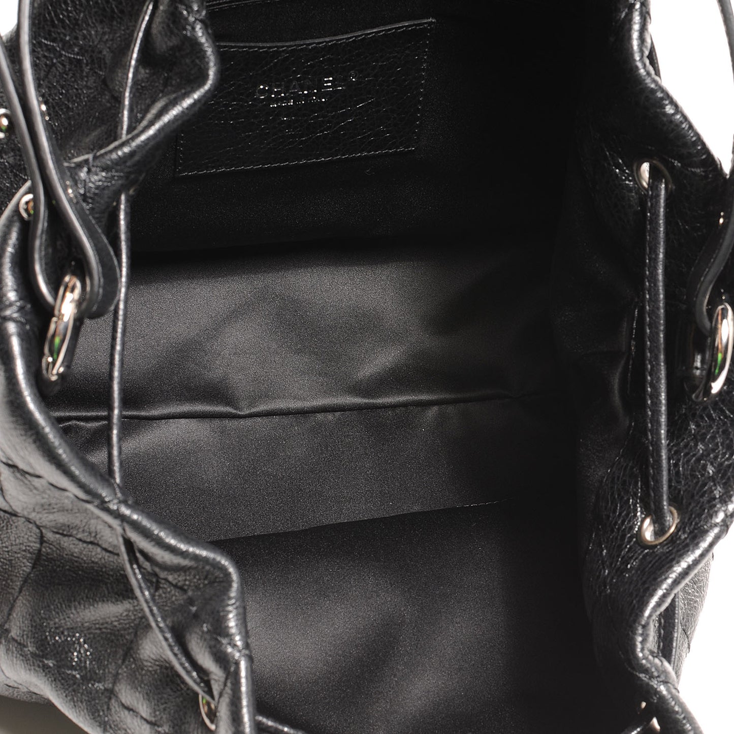 Glazed Calfskin On The Road Drawstring Tote Black