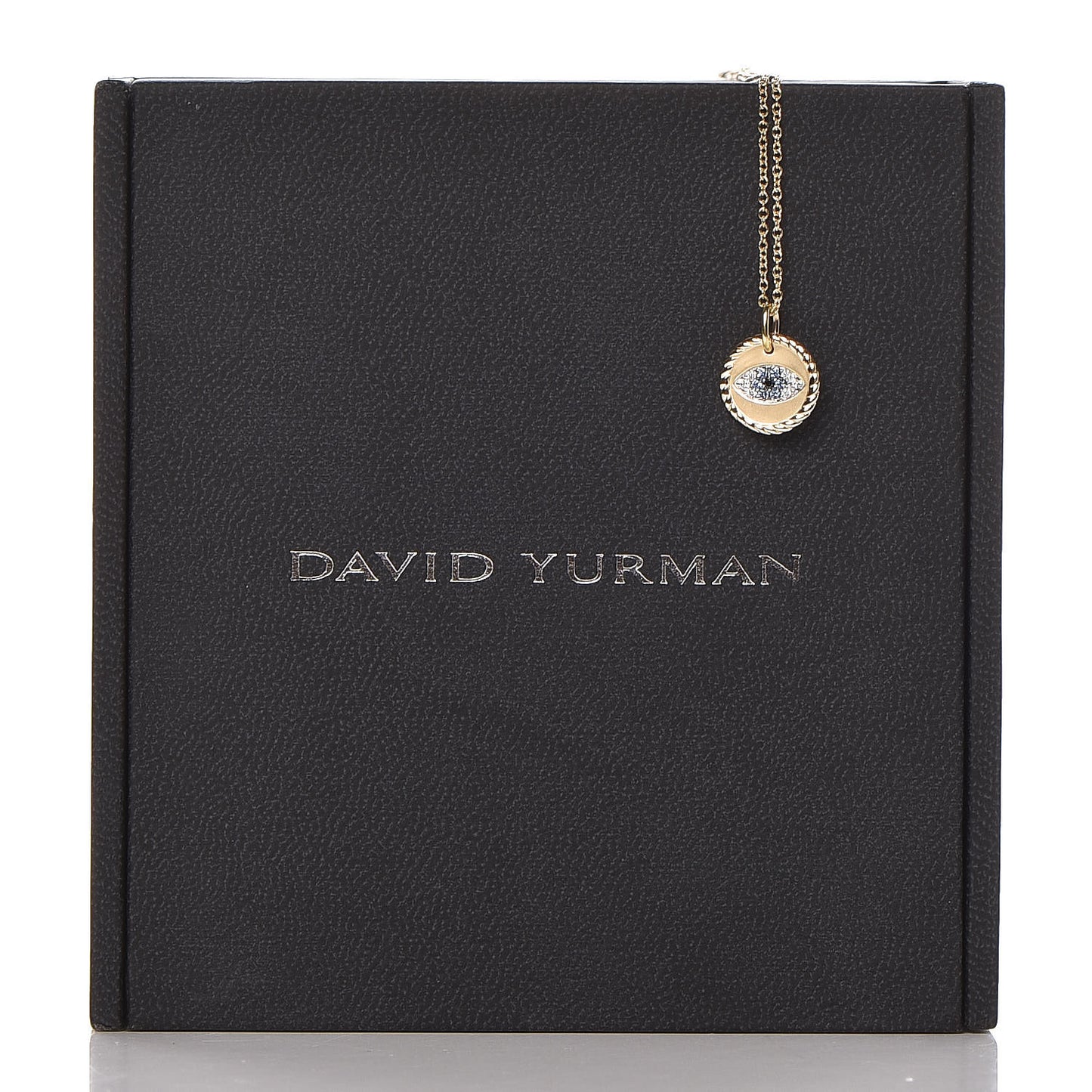18K Yellow Gold Blue Sapphire Diamond Evil Eye Necklace