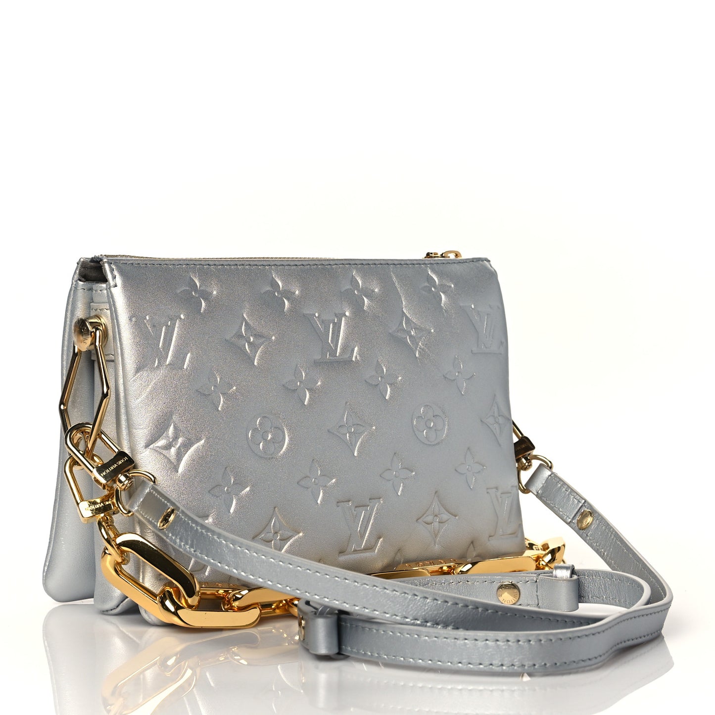 Lambskin Embossed Monogram Coussin BB Silver