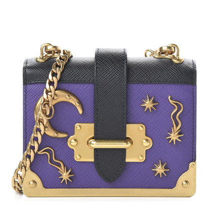Prada Saffiano Astrology Mini Cahier Bag Viola Black 1 of 10