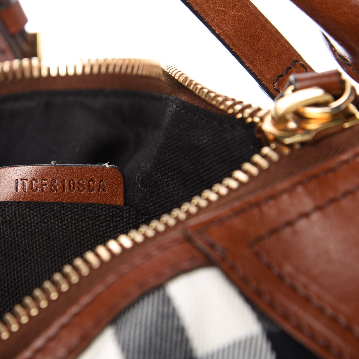 House Check Bridle Calfskin Small Ledbury Hobo Dark Tan