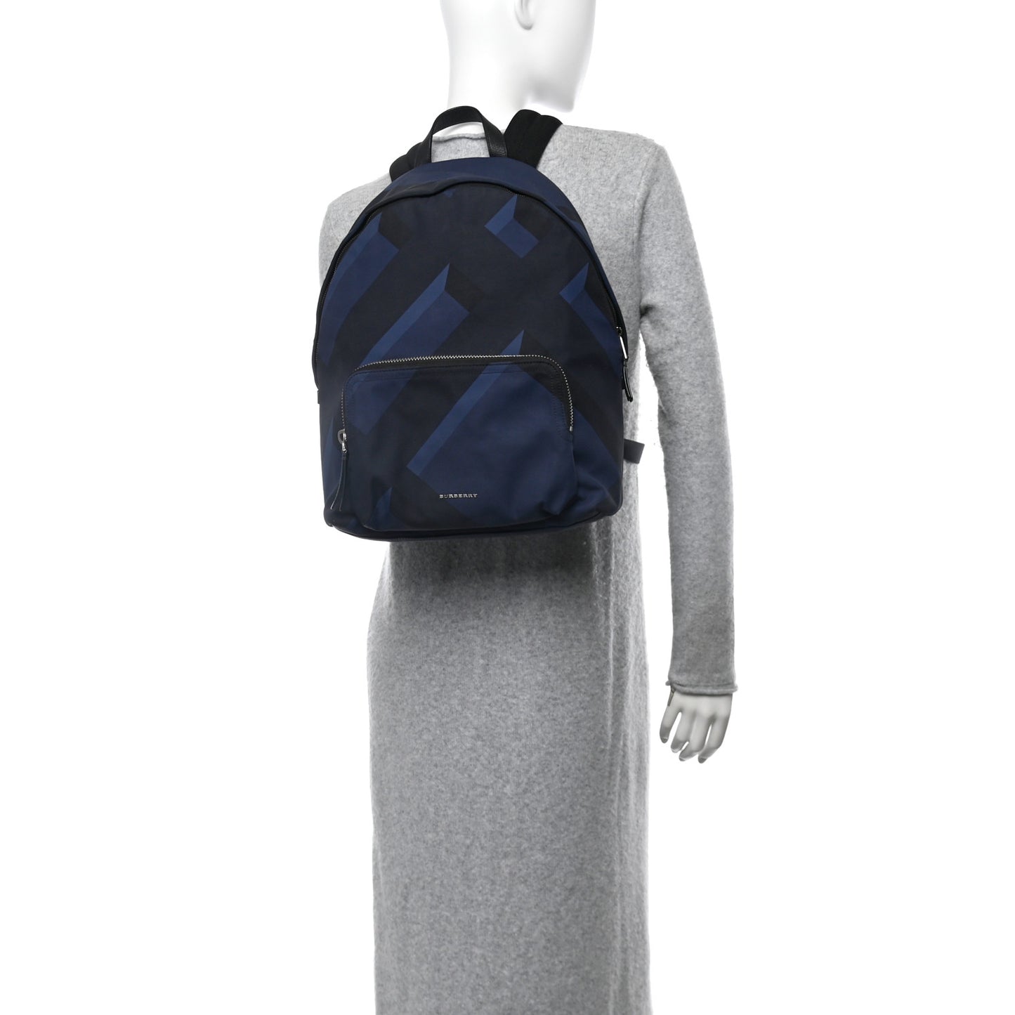 Nylon Check Print Abbeydale Simple Backpack Navy