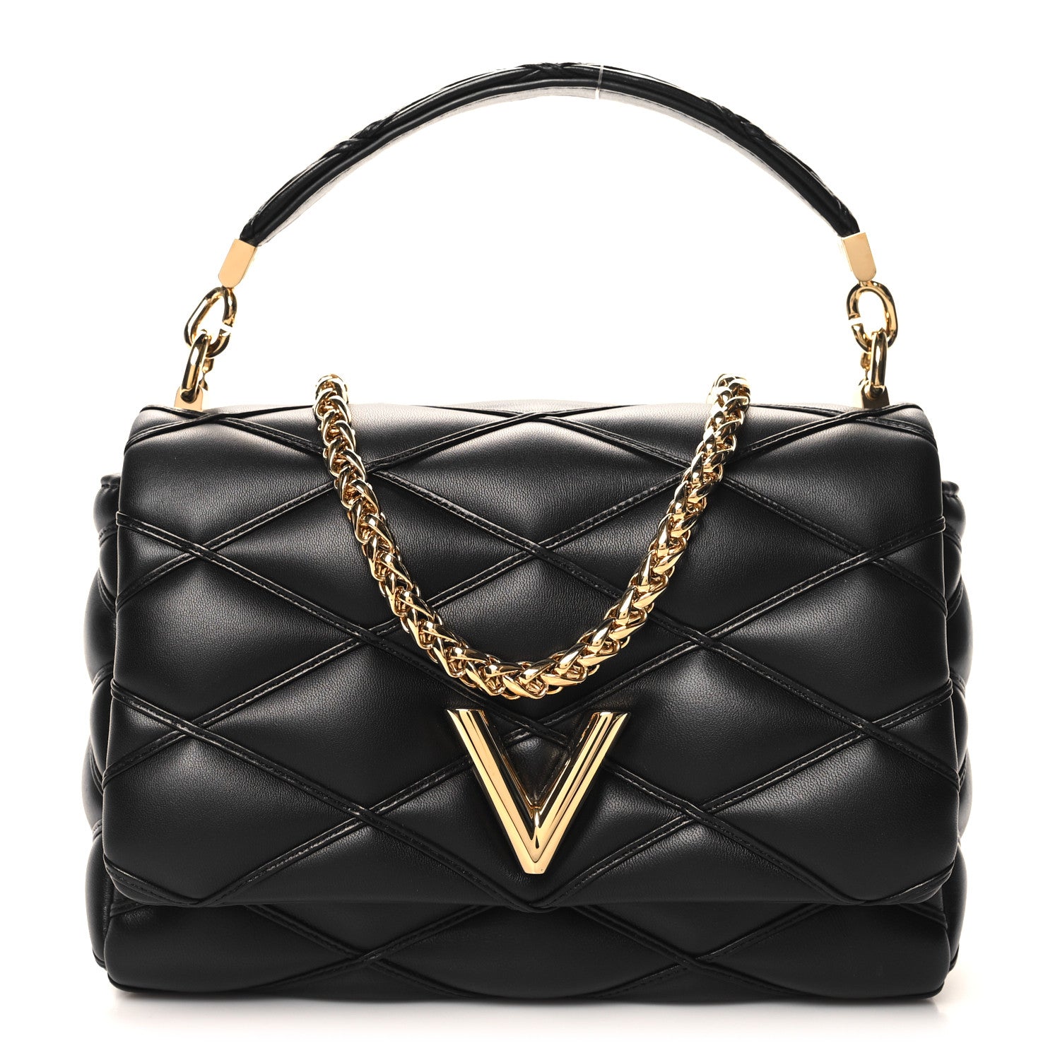 Louis Vuitton Lambskin Malletage Top Handle GO-14 MM Black 1 of 10