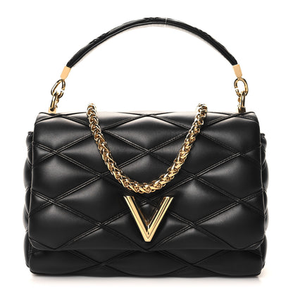 Louis Vuitton Lambskin Malletage Top Handle GO-14 MM Black 1 of 10