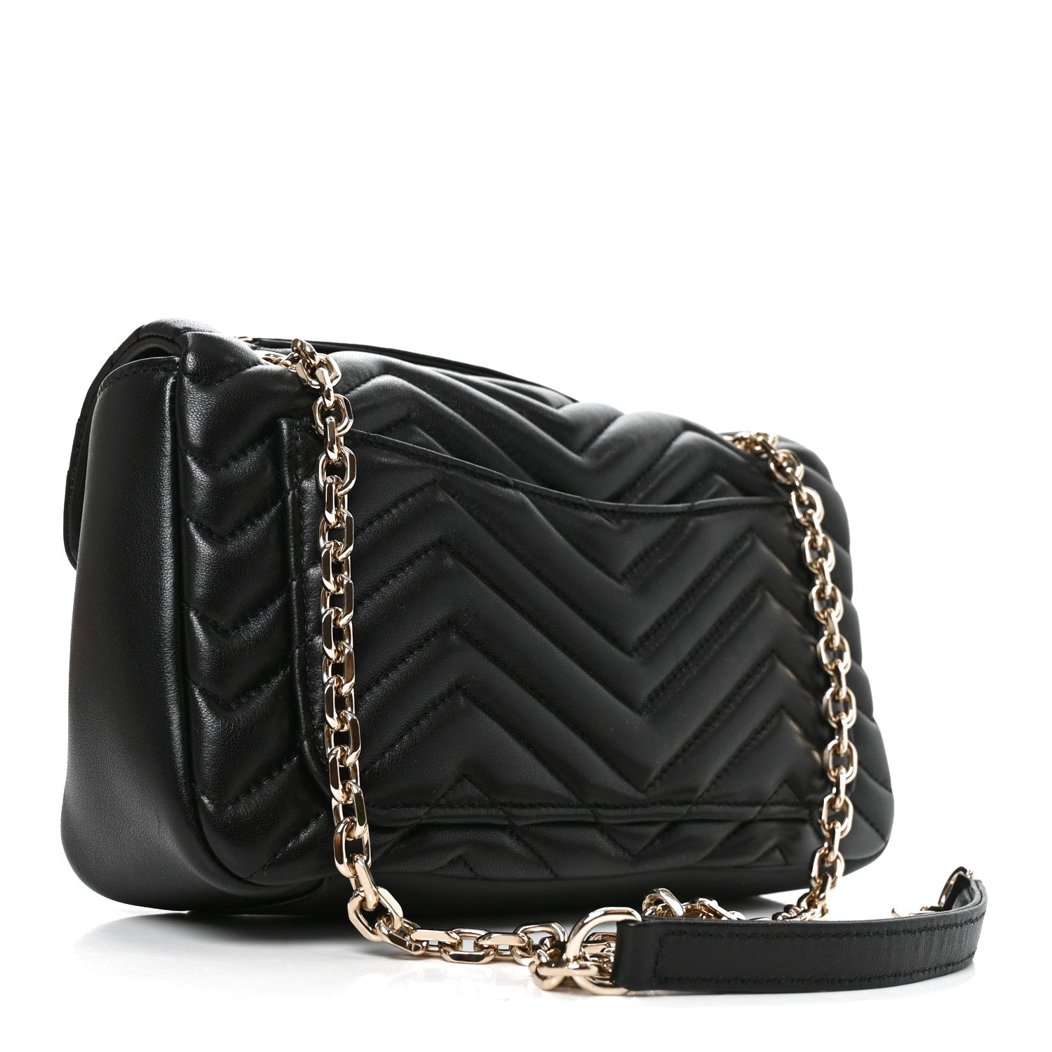 Gucci Lambskin Matelasse Medium GG Marmont Shoulder Bag Black 2 of 9
