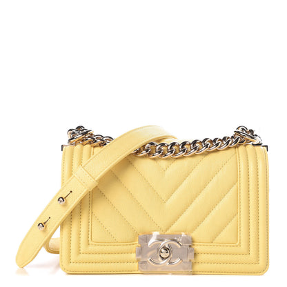 Chanel Caviar Chevron Quilted Small Boy Flap Yellow 1 of 10