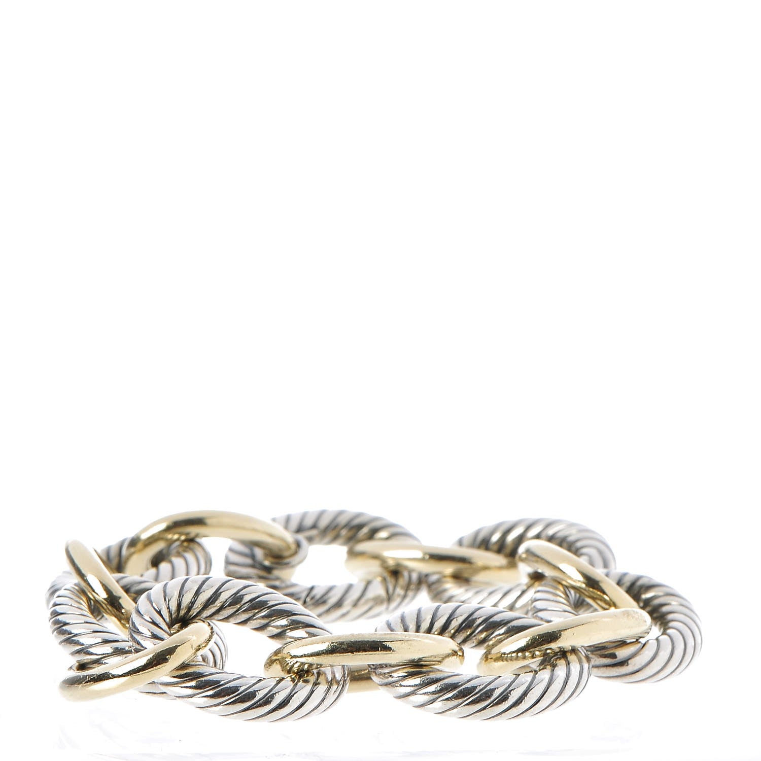 David Yurman Sterling Silver 18K Yellow Gold 17mm Extra Large Oval Link Bracelet 1 of 4
