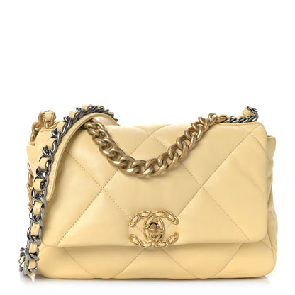 Chanel Lambskin Quilted Medium Chanel 19 Flap Yellow 1 of 8