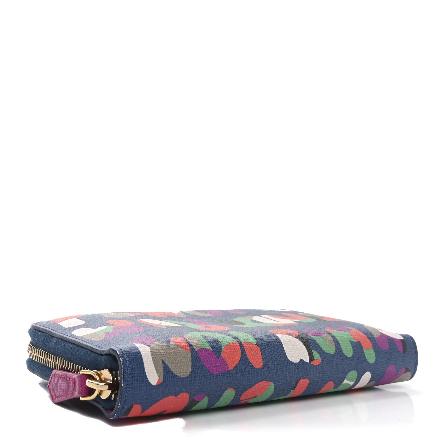 Fendi Vitello Elite Fendi Roma Simply Zip Around Wallet Cobalt Multicolor 4 of 9