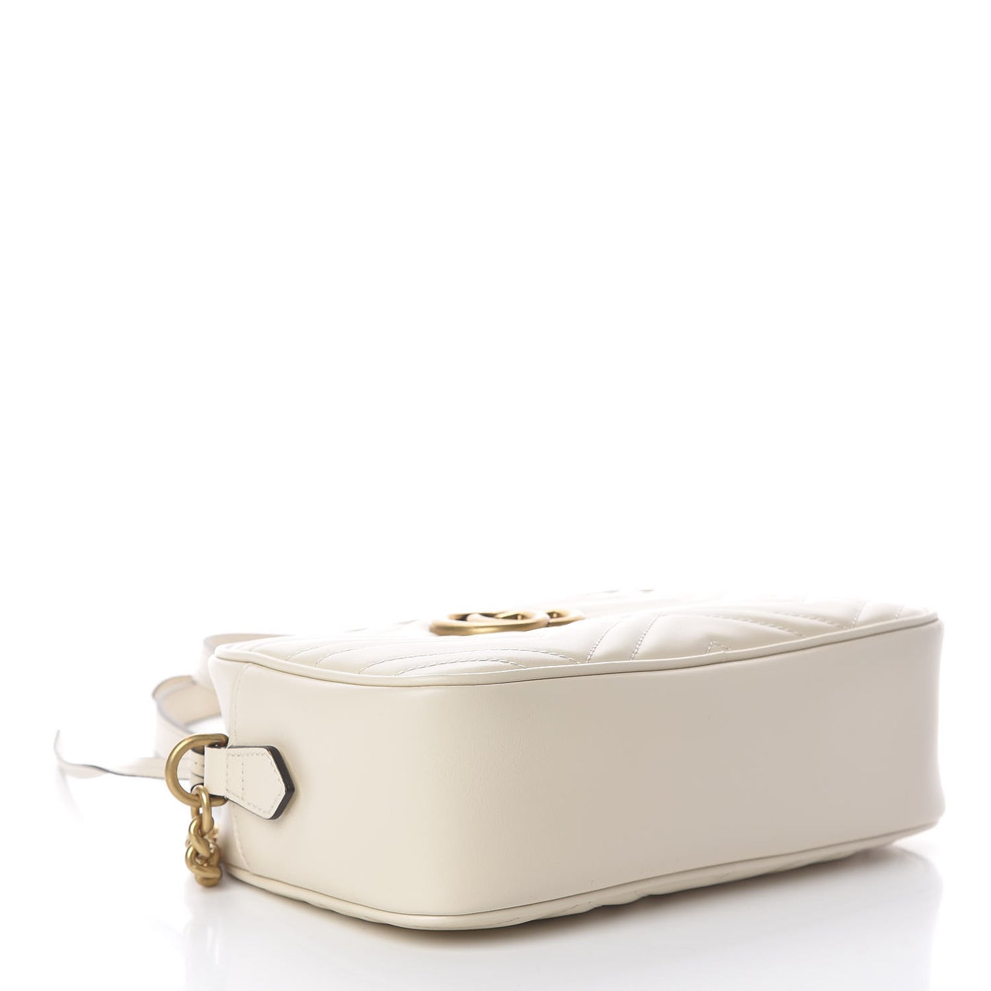 Calfskin Matelasse Small GG Marmont Chain Shoulder Bag White