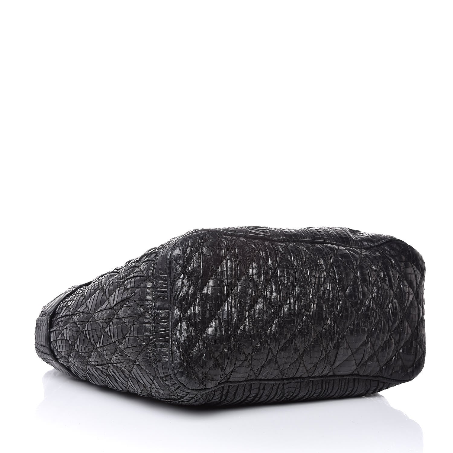 Jimmy Choo Waxed Snakeskin Chain Embellished Blare Tote Black 4 of 9