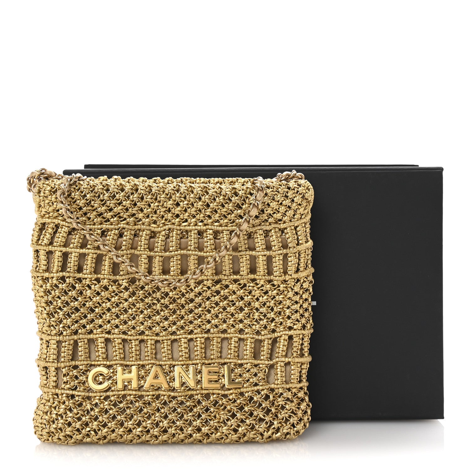 Chanel Metallic Calfskin Macrame Mini Chanel 22 Gold 11 of 11