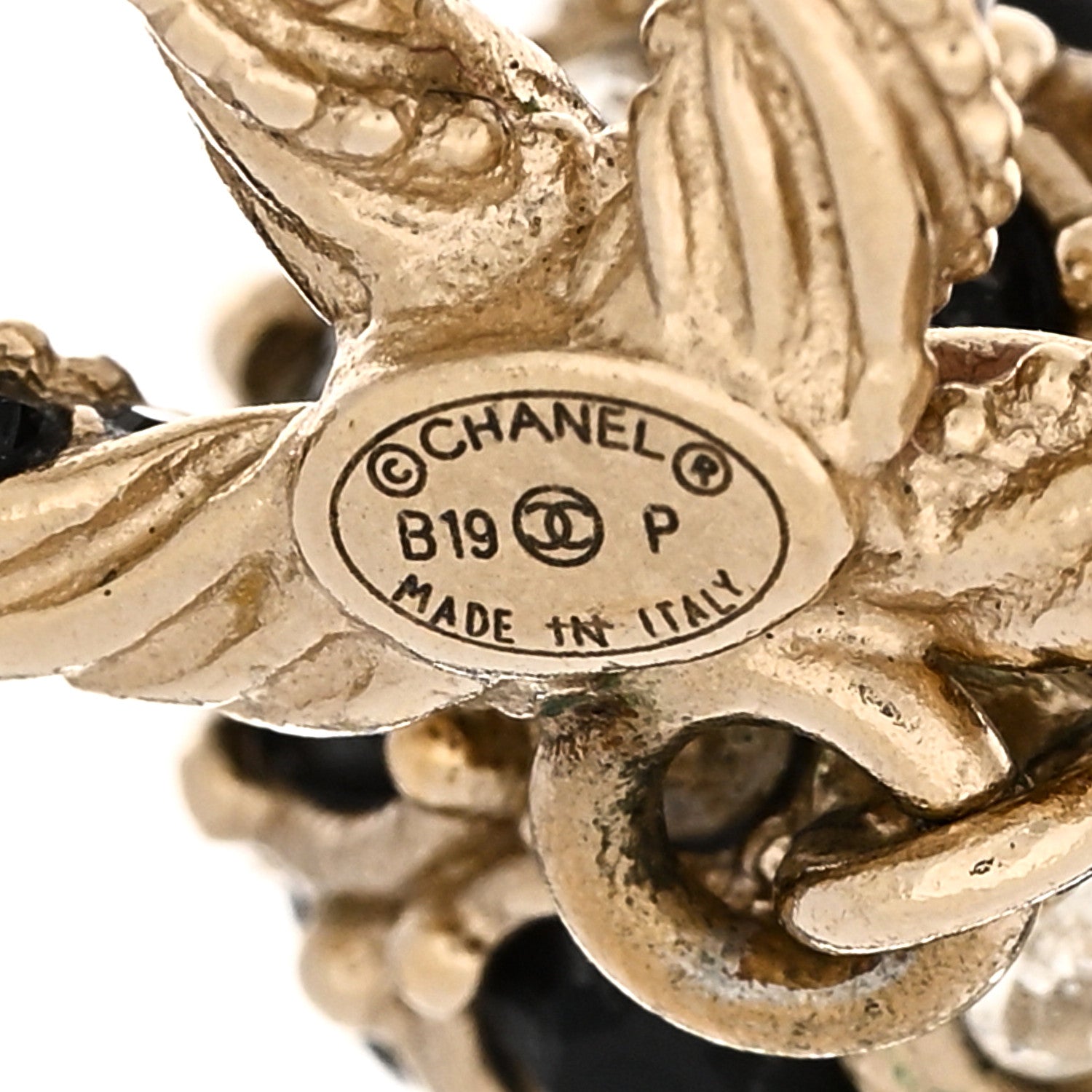 Chanel Crystal CC Ball Drop Earrings Gold Black 4 of 5