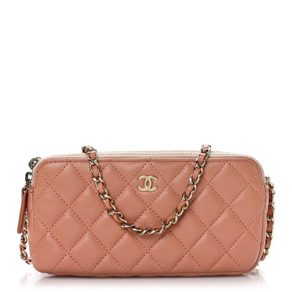 Chanel Lambskin Quilted Small Clutch With Chain Pink 1 of 12