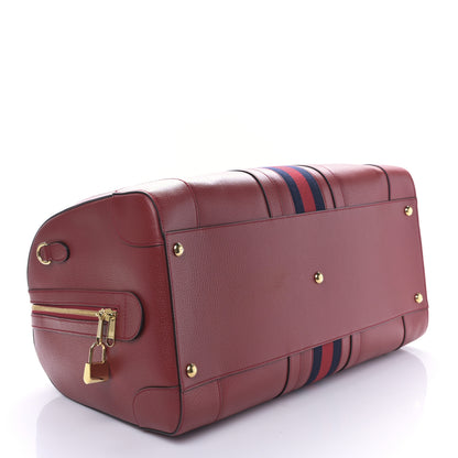 Gucci Textured Dollar Calfskin Web Large Savoy Duffle Bag Red 4 of 8
