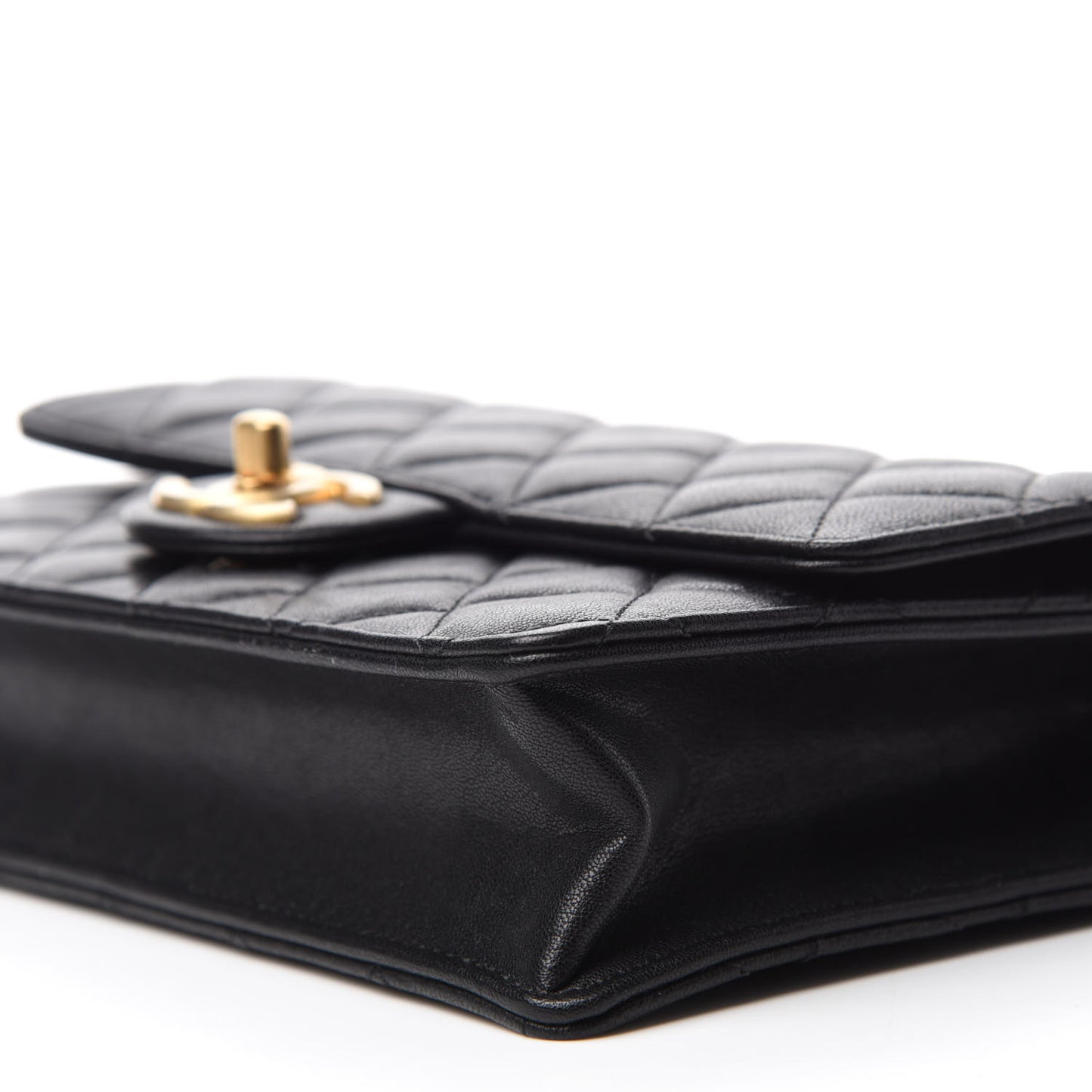 Lambskin Quilted Small Chic Pearls Flap Black