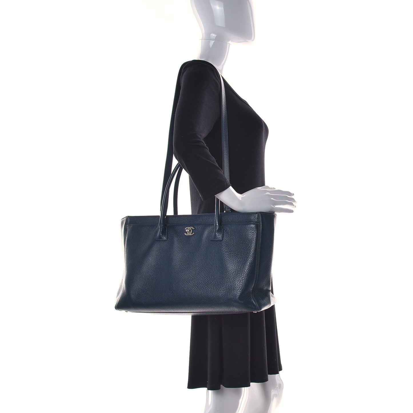 Calfskin Cerf Executive Shopper Tote Blue