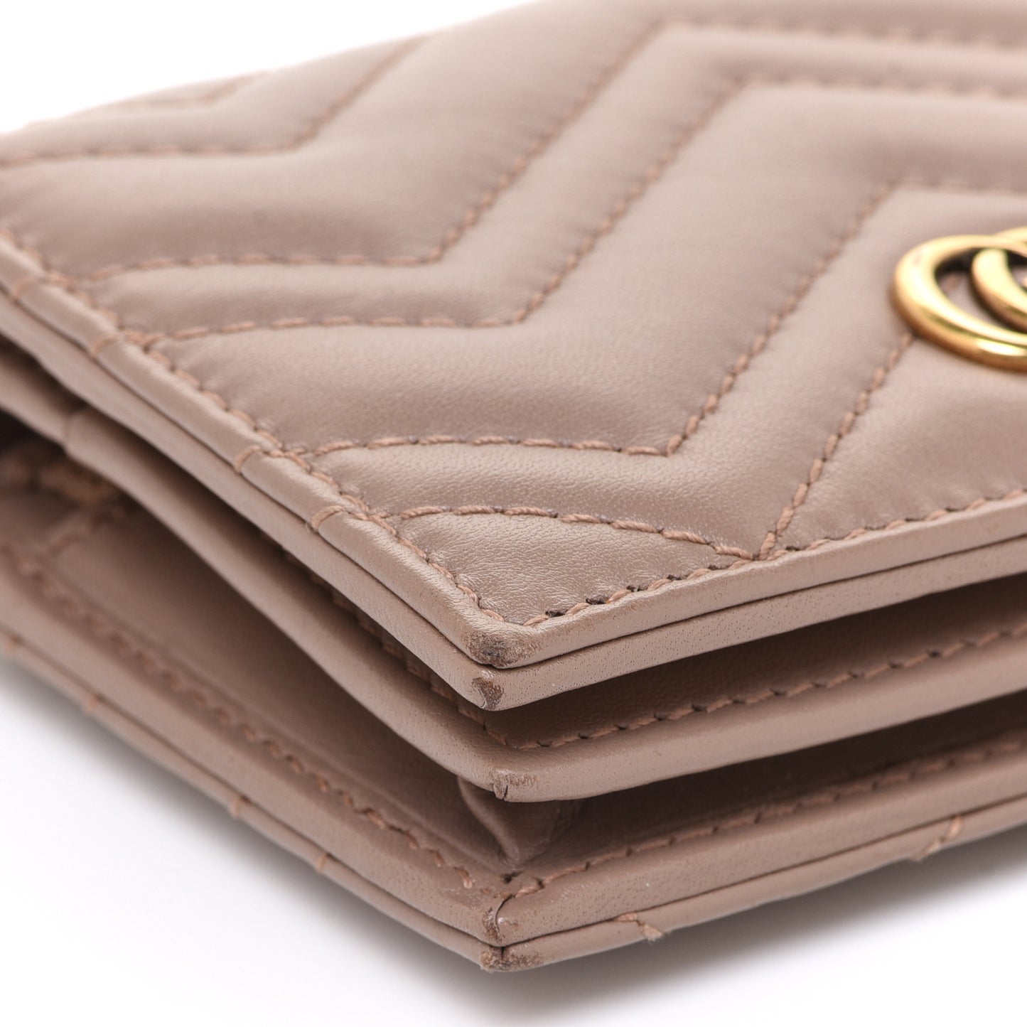 Calfskin Matelasse GG Marmont Card Case Porcelain Rose