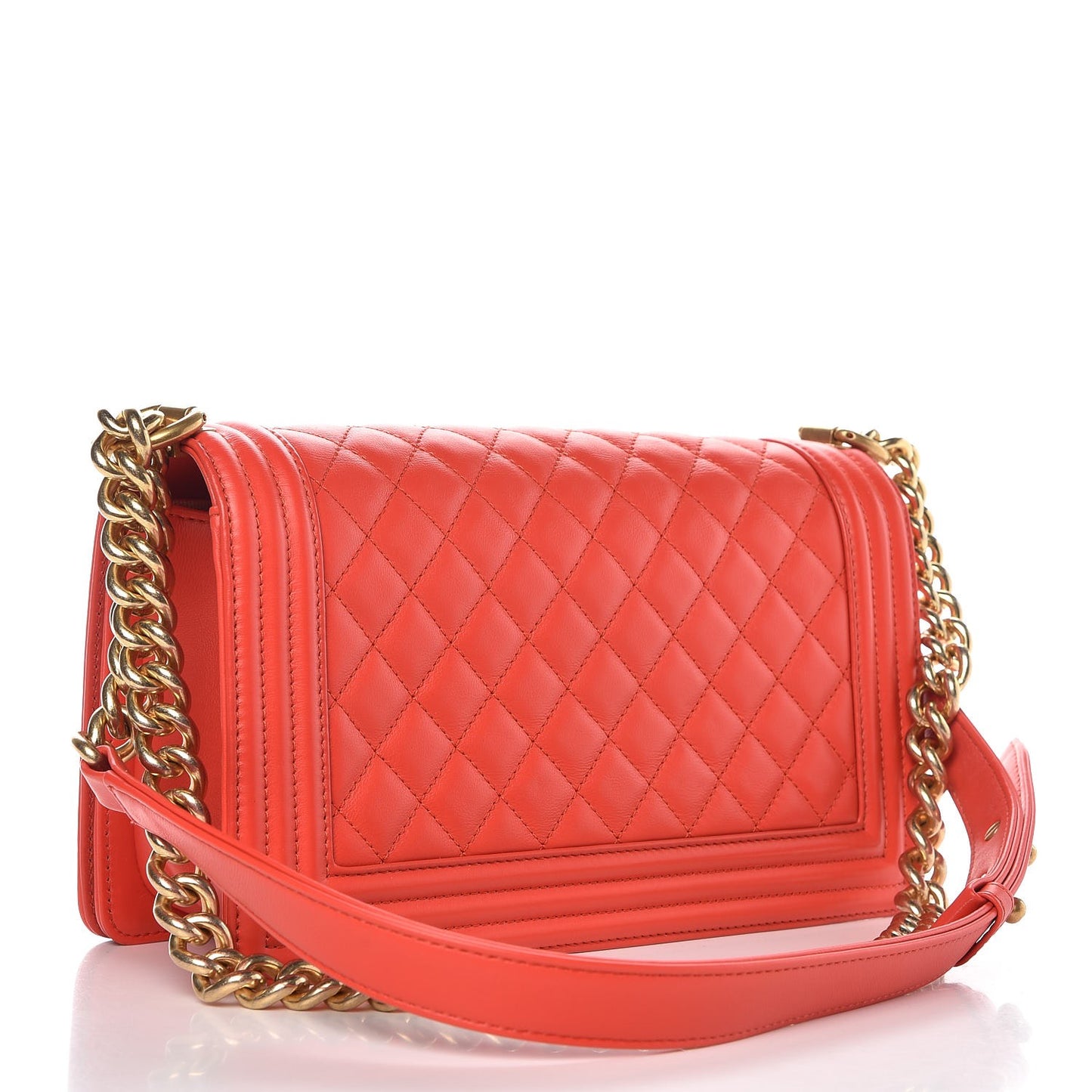 Calfskin Quilted Medium Boy Flap Red