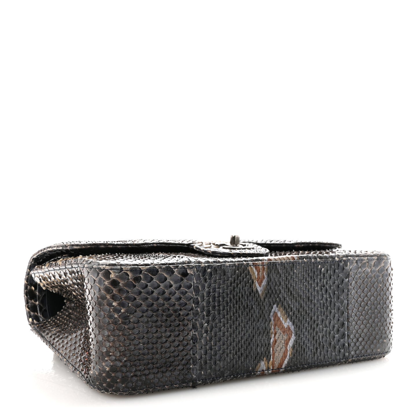 Metallic Snakeskin Jumbo Double Flap Blue