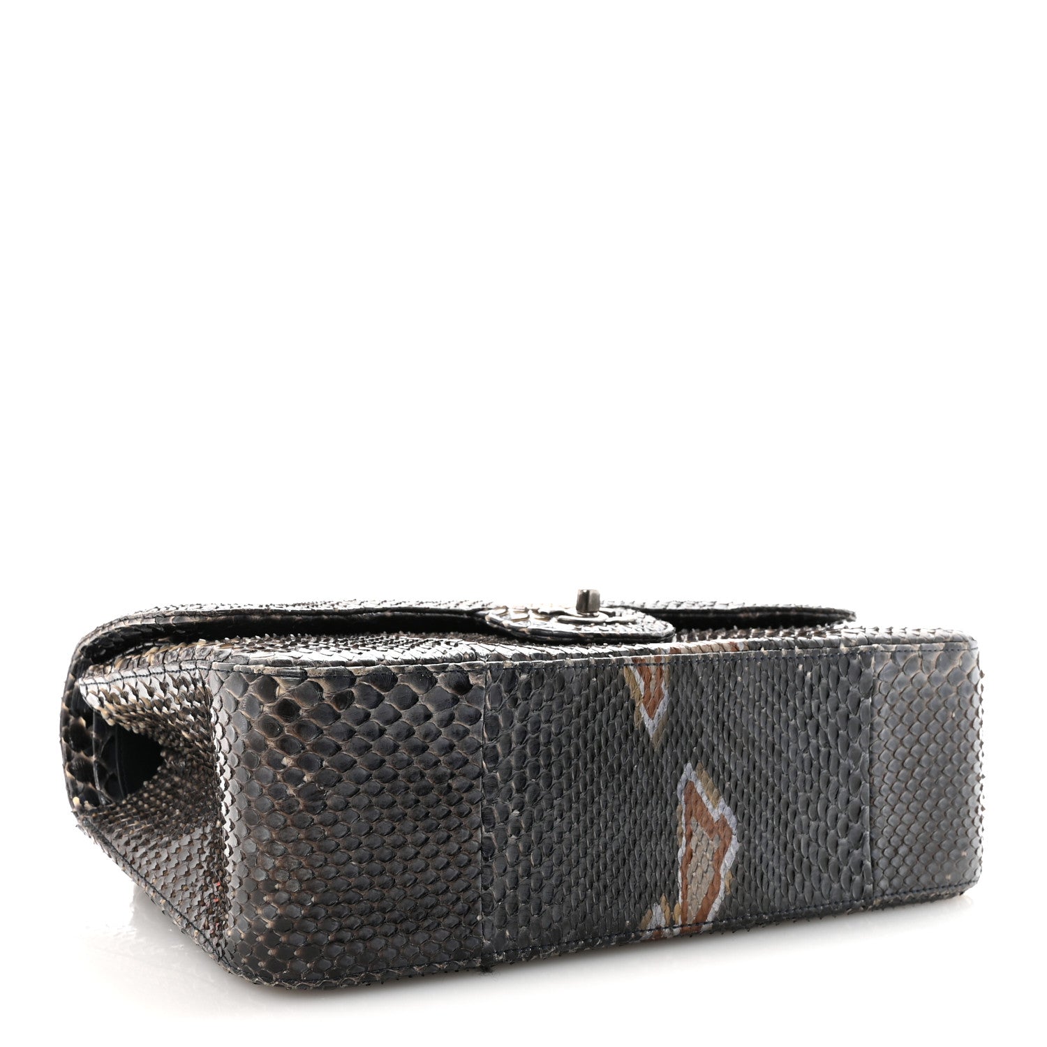 Chanel Metallic Snakeskin Jumbo Double Flap Blue 4 of 10