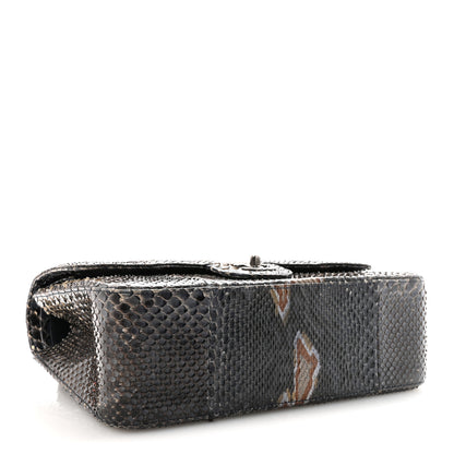 Chanel Metallic Snakeskin Jumbo Double Flap Blue 4 of 10