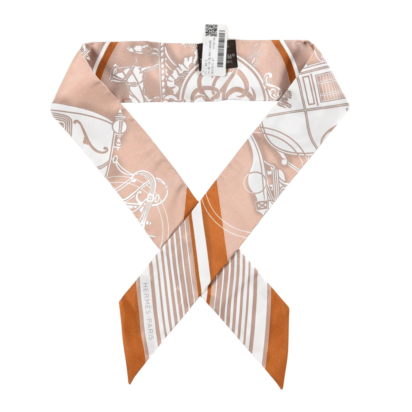 Silk Ex-Libris Twilly Beige White Caramel