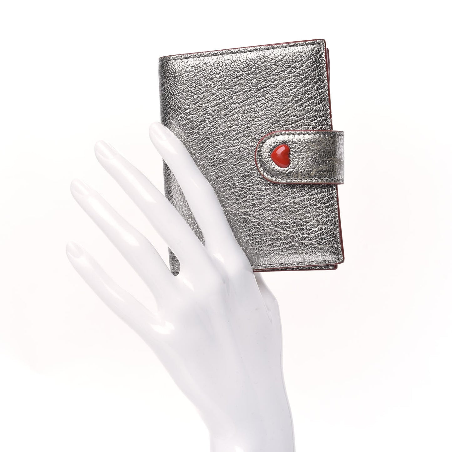 Metallic Goatskin Madras Love Forever Wallet Cromo