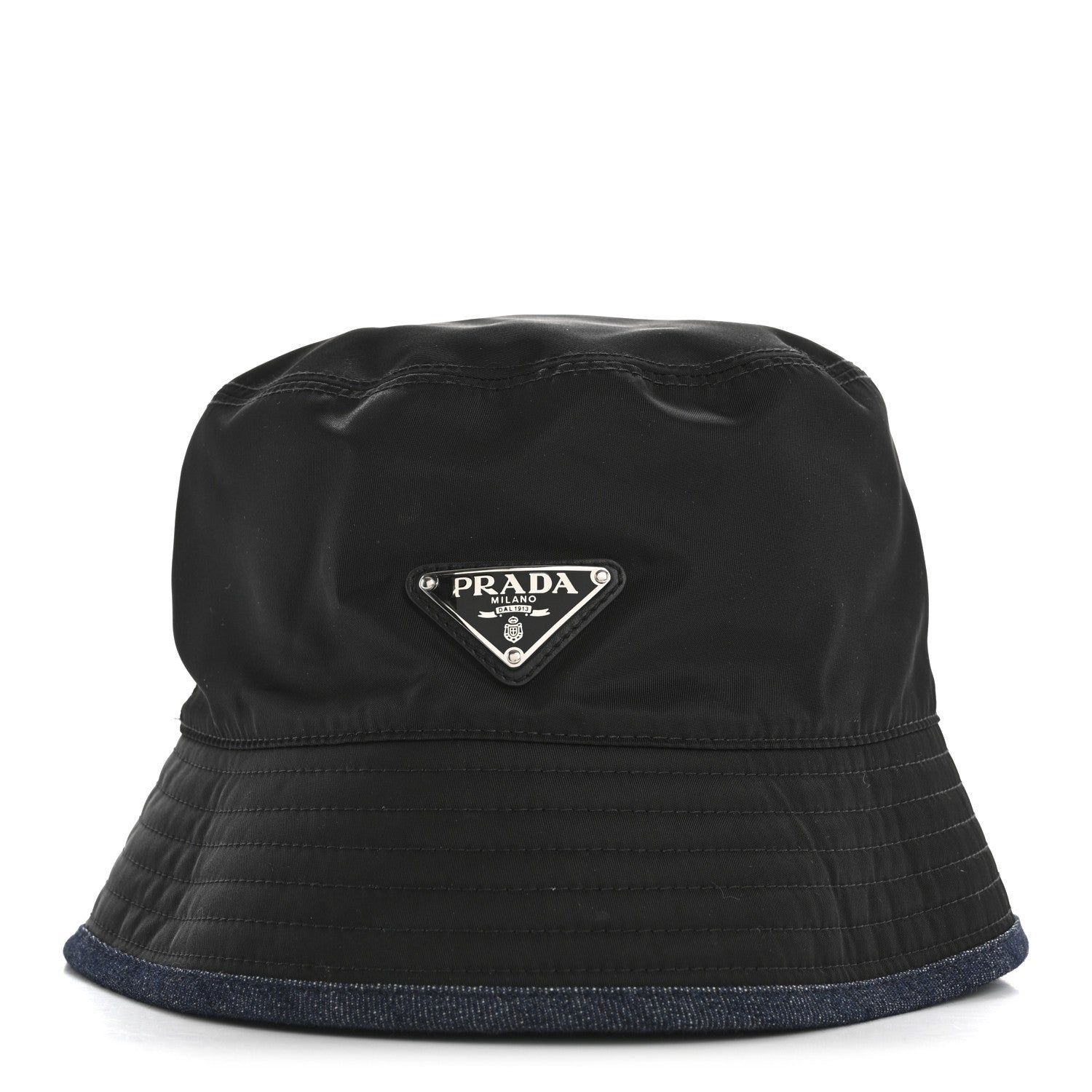 Prada Denim Re-Nylon Reversible M Bucket Hat Blue Black 4 of 12