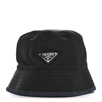 Prada Denim Re-Nylon Reversible M Bucket Hat Blue Black 4 of 12